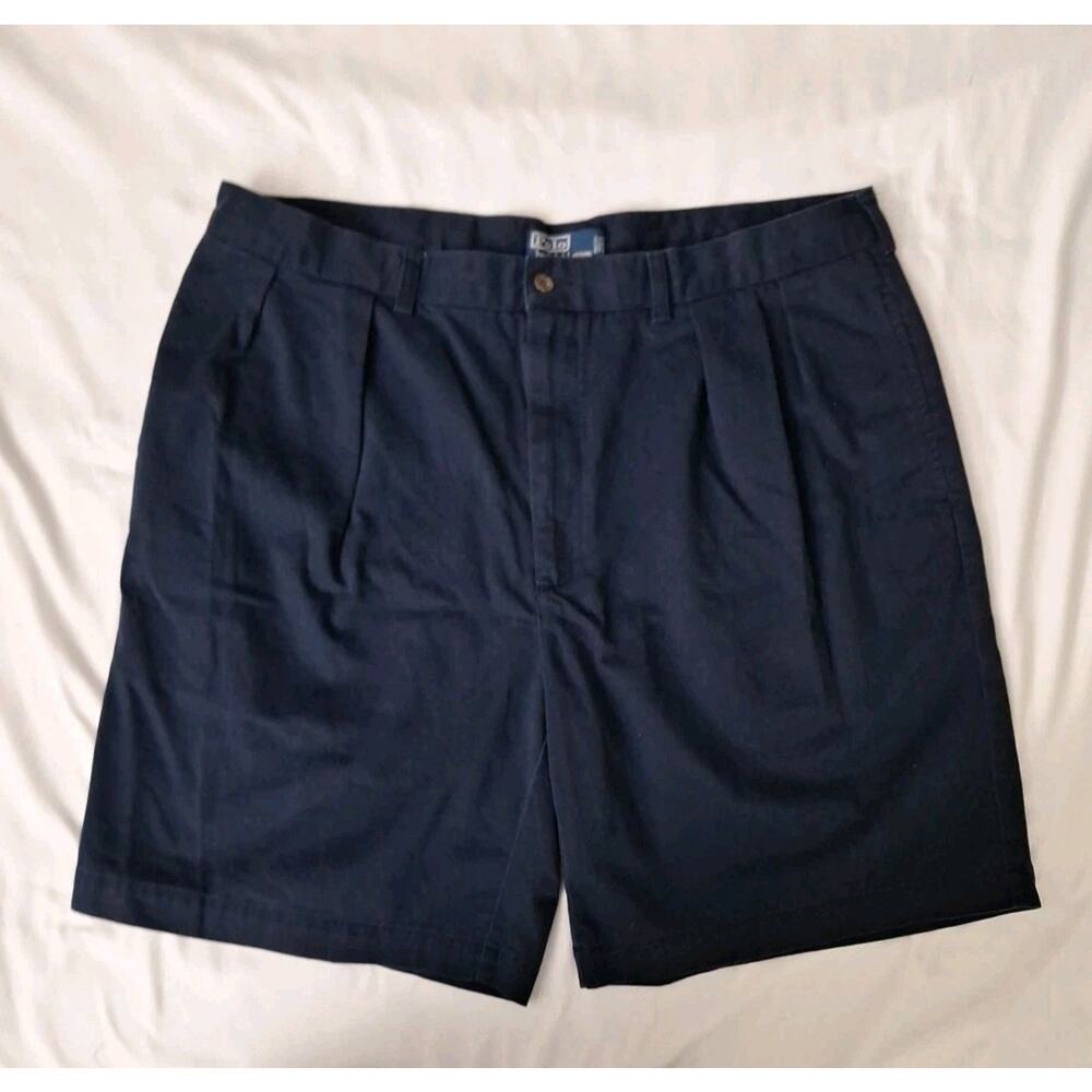 Polo Ralph Lauren Shorts Mens 40 Navy Tyler Short Pleated Classic Polo Chino